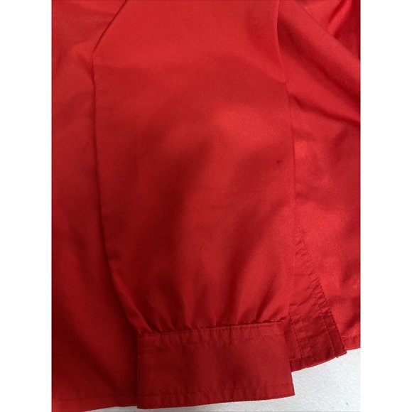VTG Ship’n Shore Silken Wonder Solid Red Long Sleeve Button Up Blouse 10 - Picture 7 of 8